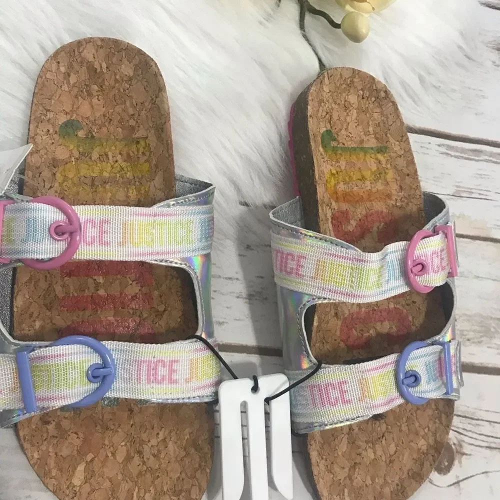 Justice Girl’s Sandals Slides Shoes Size 5 New youth‎